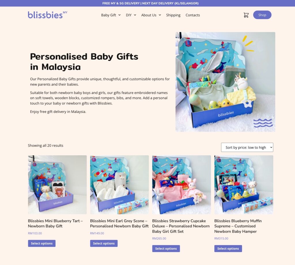 Blissbies baby gift shop
