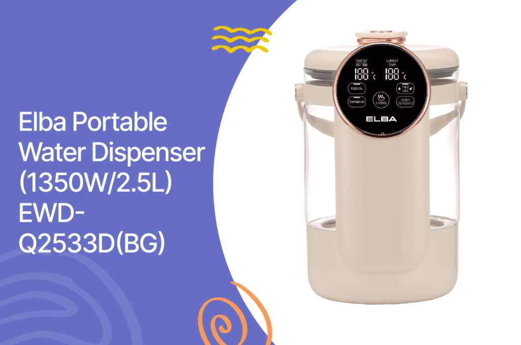 Elba portable water dispenser (1350w/2. 5l) ewd-q2533d(bg)