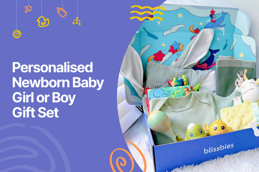 Personalised newborn baby girl or boy gift set