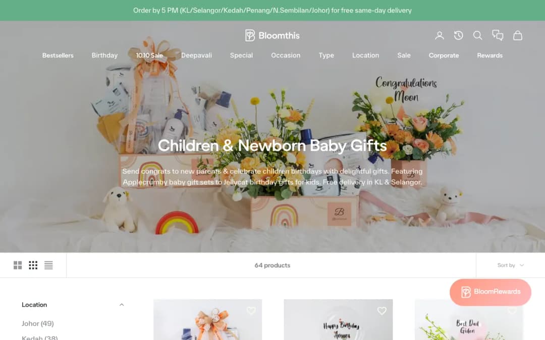 Screenshot of the BloomThis website, taken 15 Oct 2026