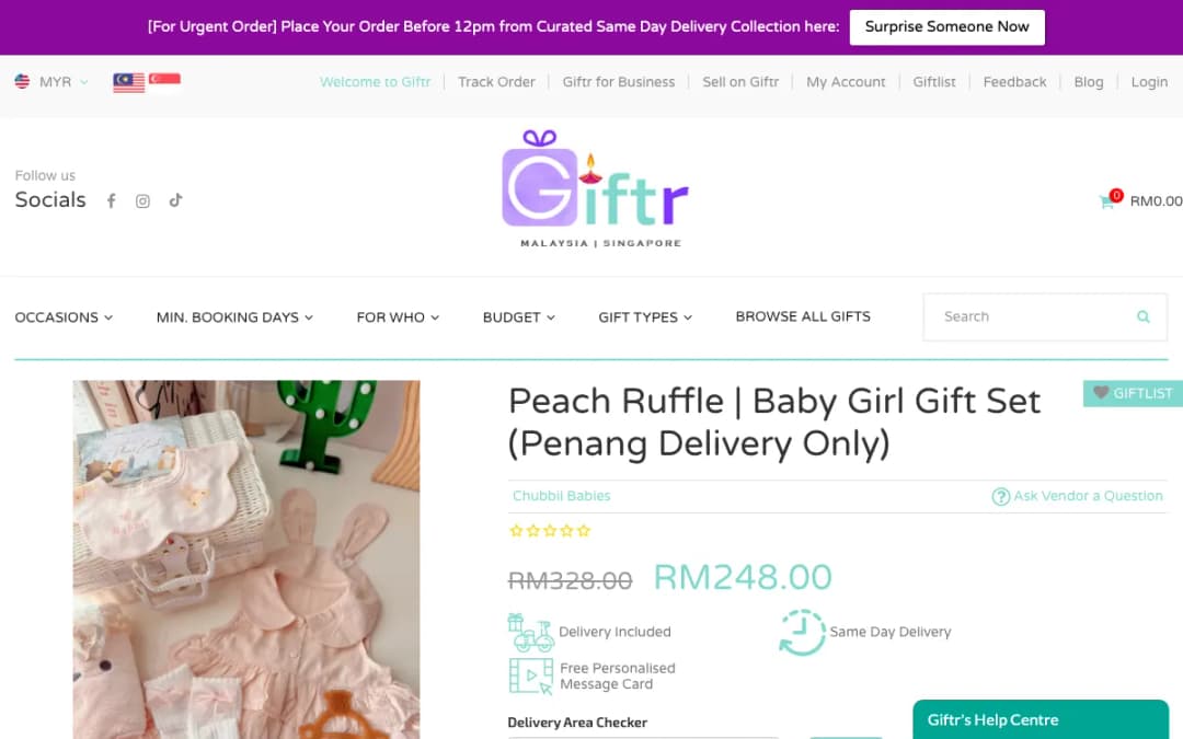 Screenshot of the Giftr website, taken 15 Oct 2026