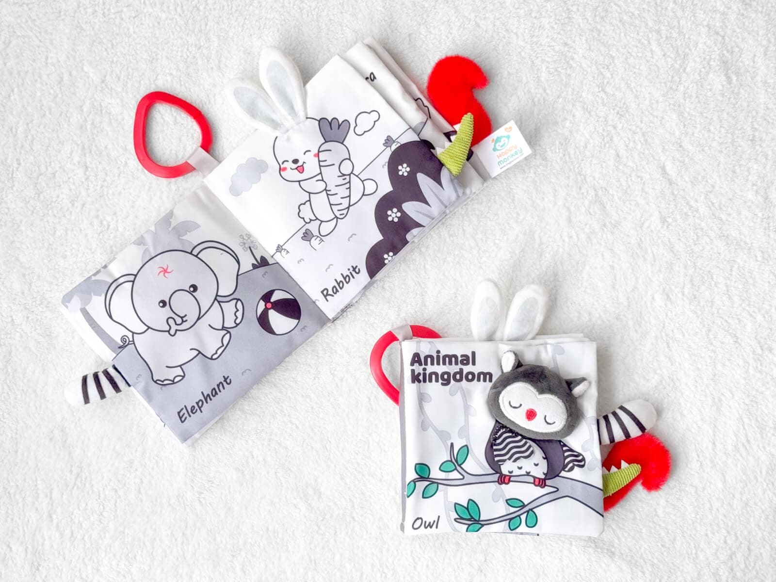 Animal Kingdom Cloth Book – black-and-white owl cloth book