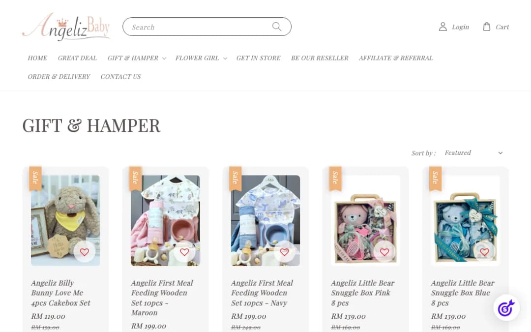 Screenshot of the Angeliz Baby website, taken 15 Oct 2026