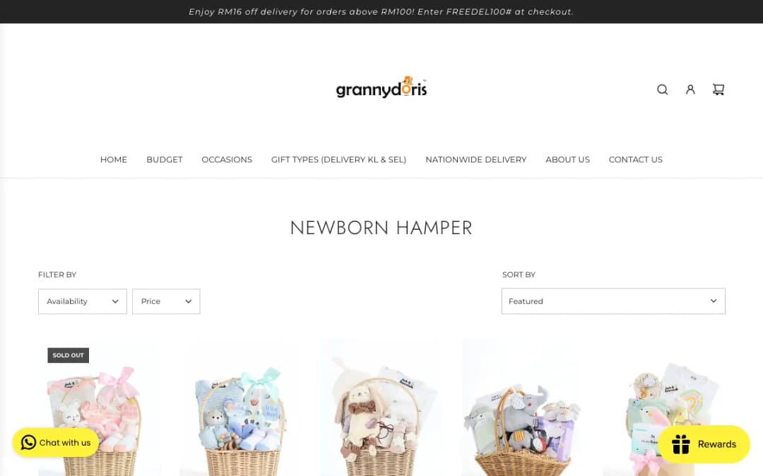 Screenshot of the Granny Doris website, taken 15 Oct 2026