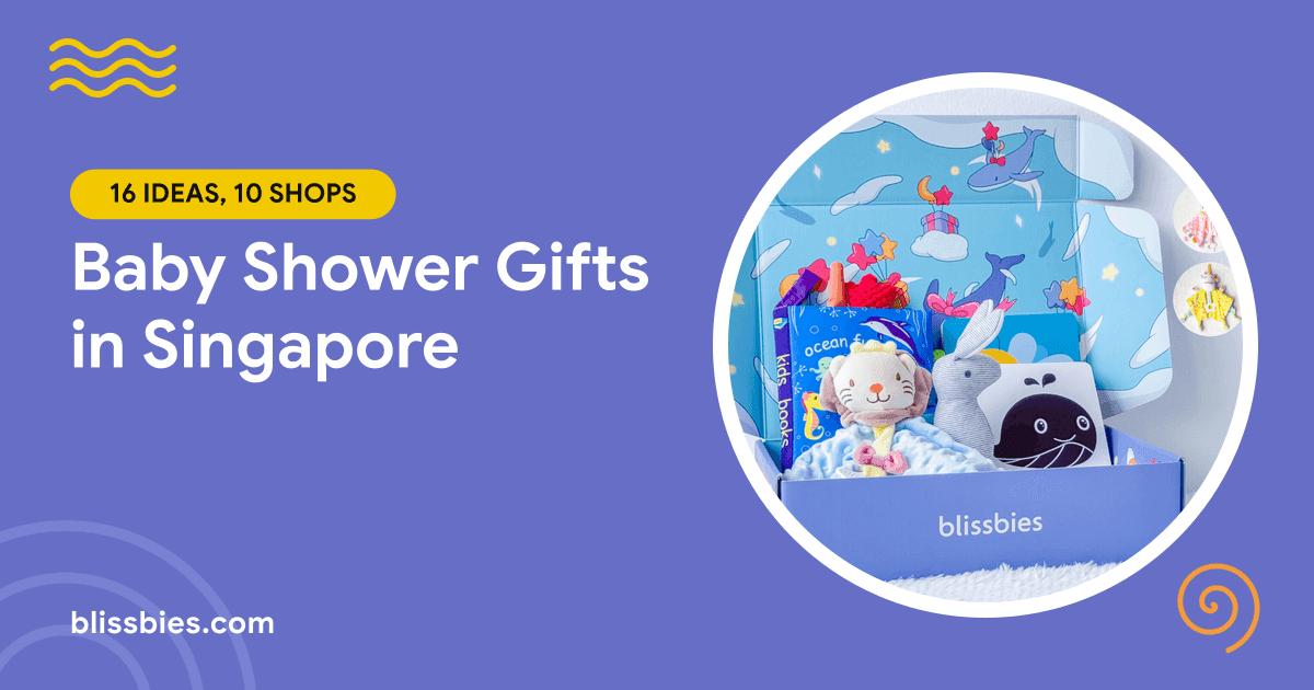 Blissbies title card: Baby Shower Gifts in Singapore, 16 ideas and 10 shops, with a newborn gift box