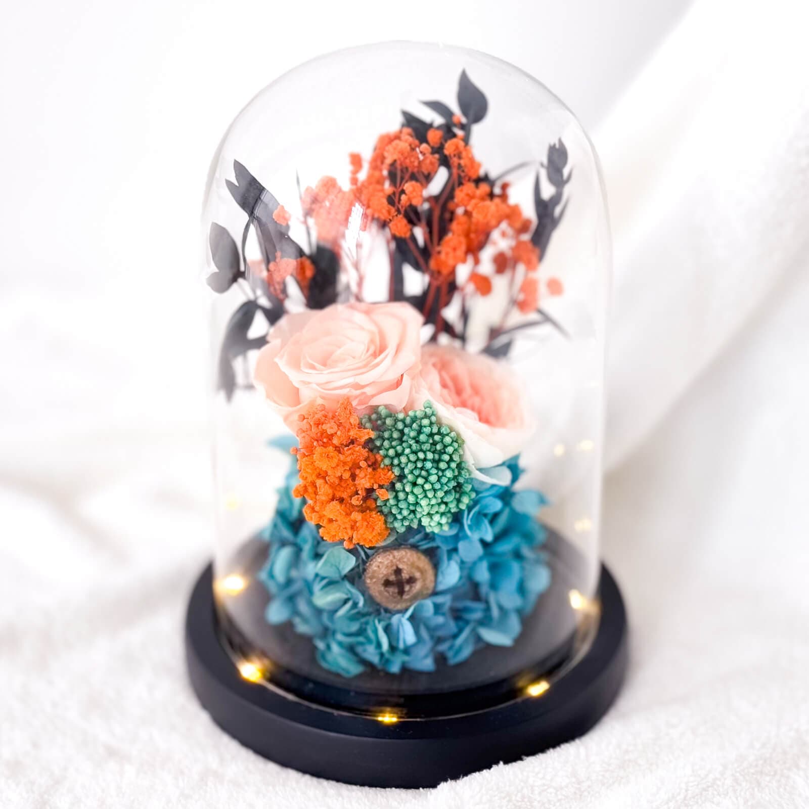 Sunset Orange Preserved Flower Dome