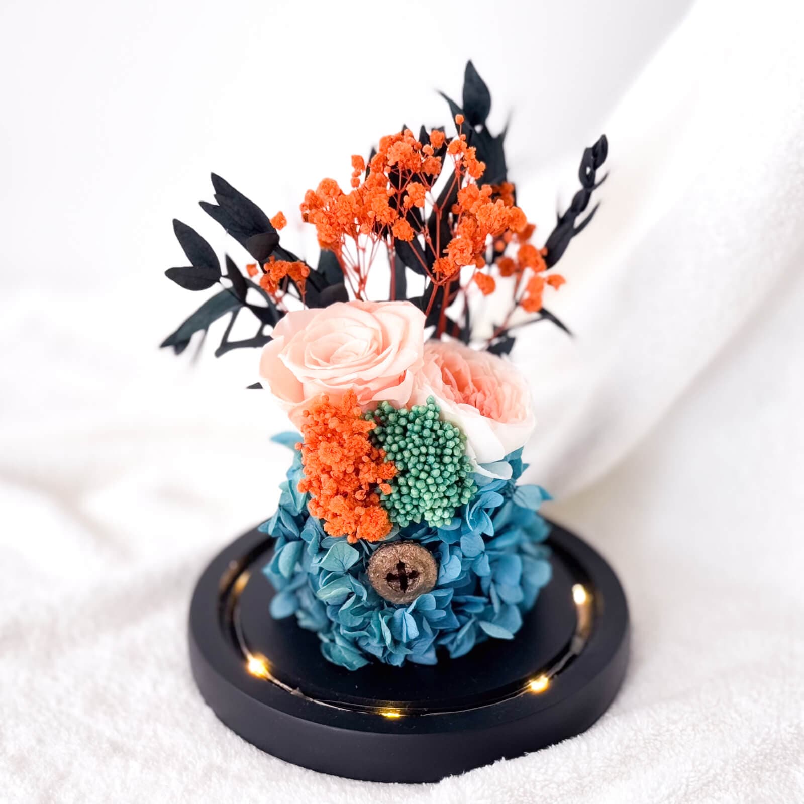 Sunset Orange Preserved Flower Dome – photo 2