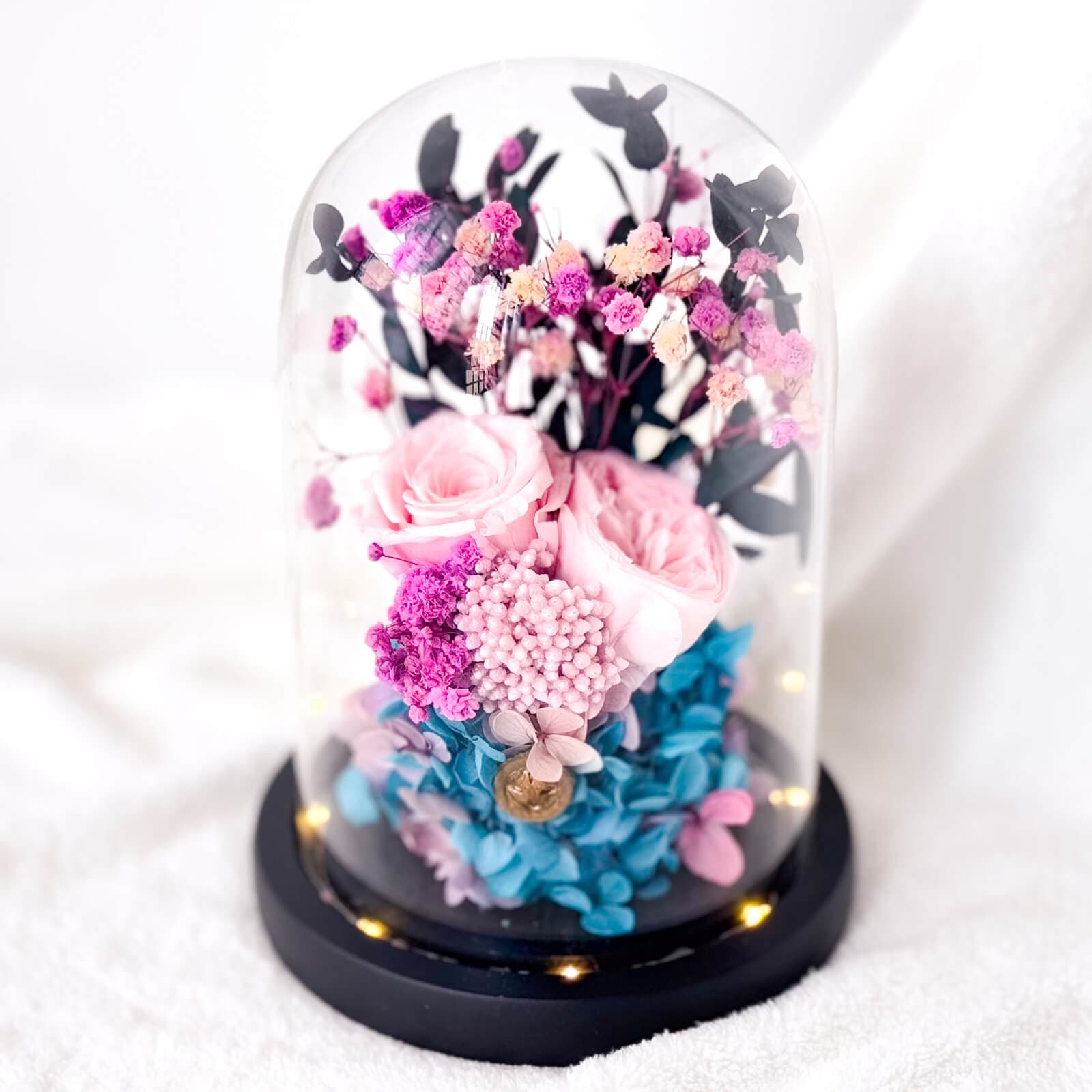 Velvet Purple Roses Preserved Flower Dome