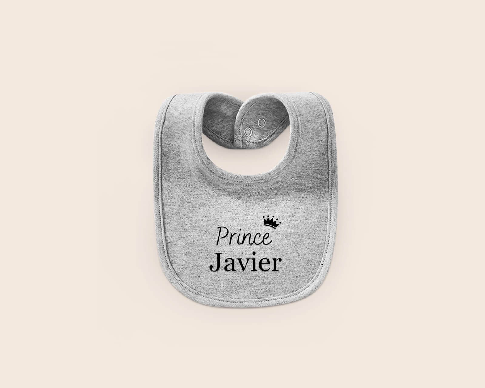Blissbies Personalised Cotton Bibs – grey bib