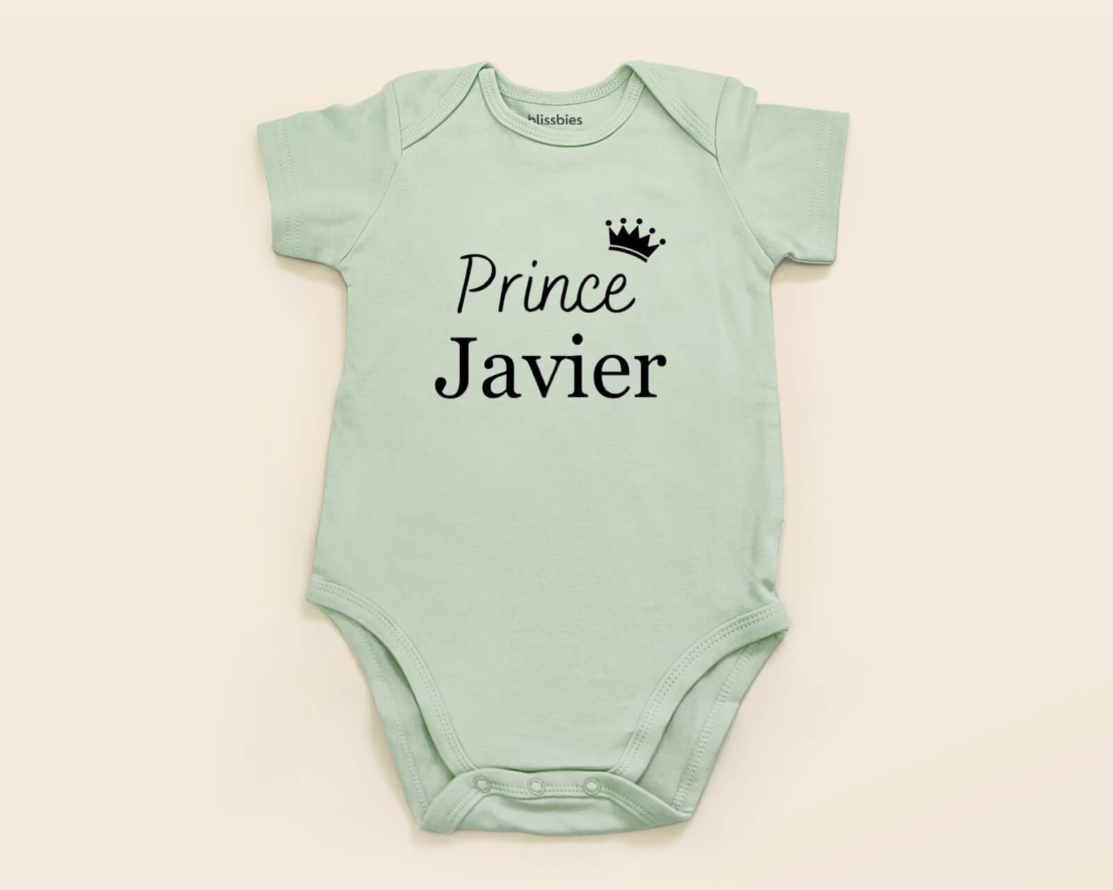 Personalised Baby Romper – Prince Baby – green romper, prince baby design