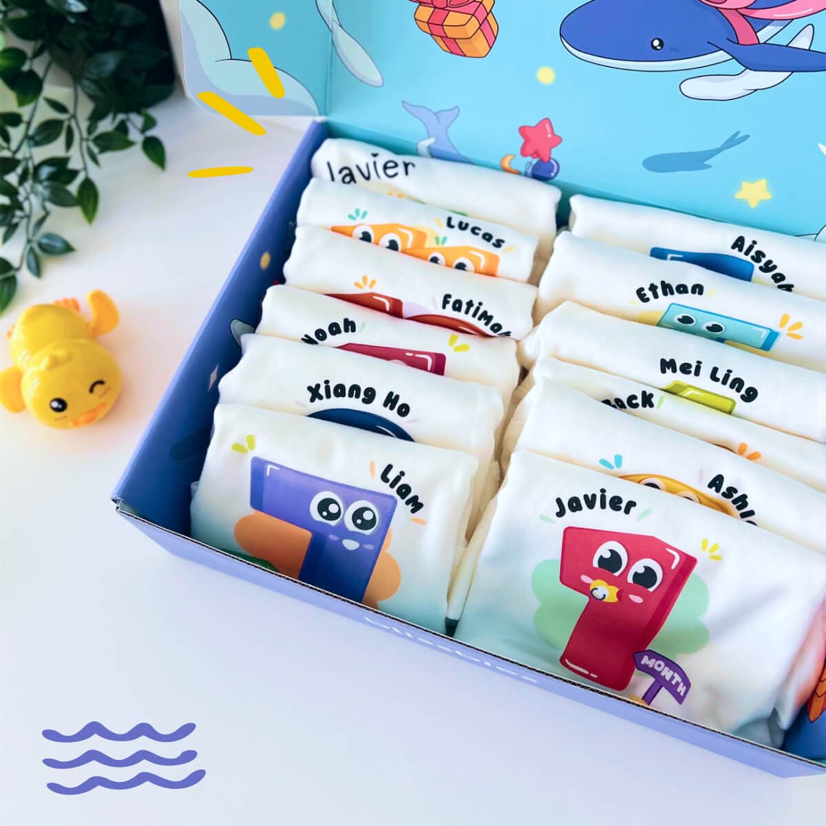 Personalised baby milestone rompers gift set