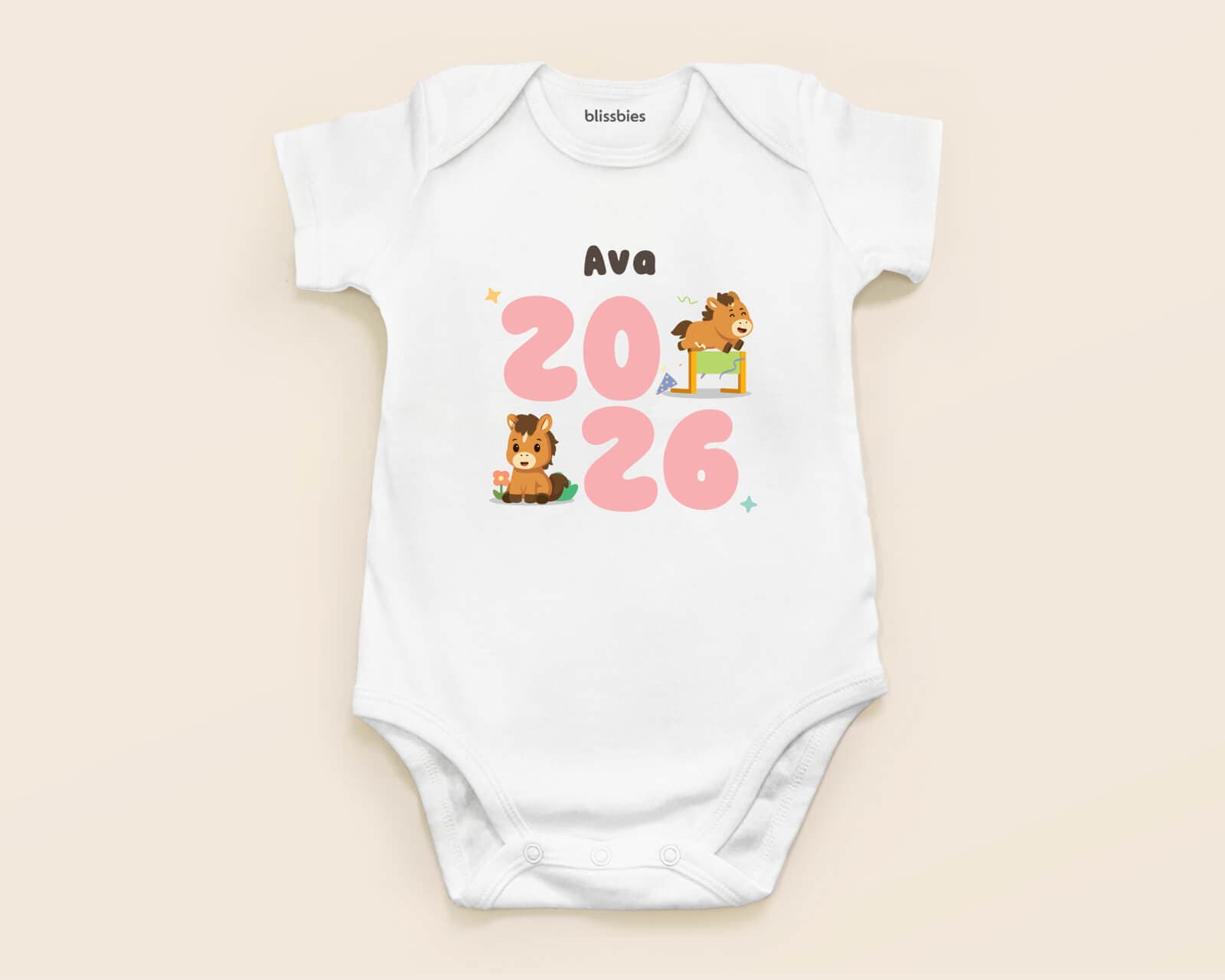Personalised Baby Romper – My Baby’s Year – white romper, milestone style 4 custom design