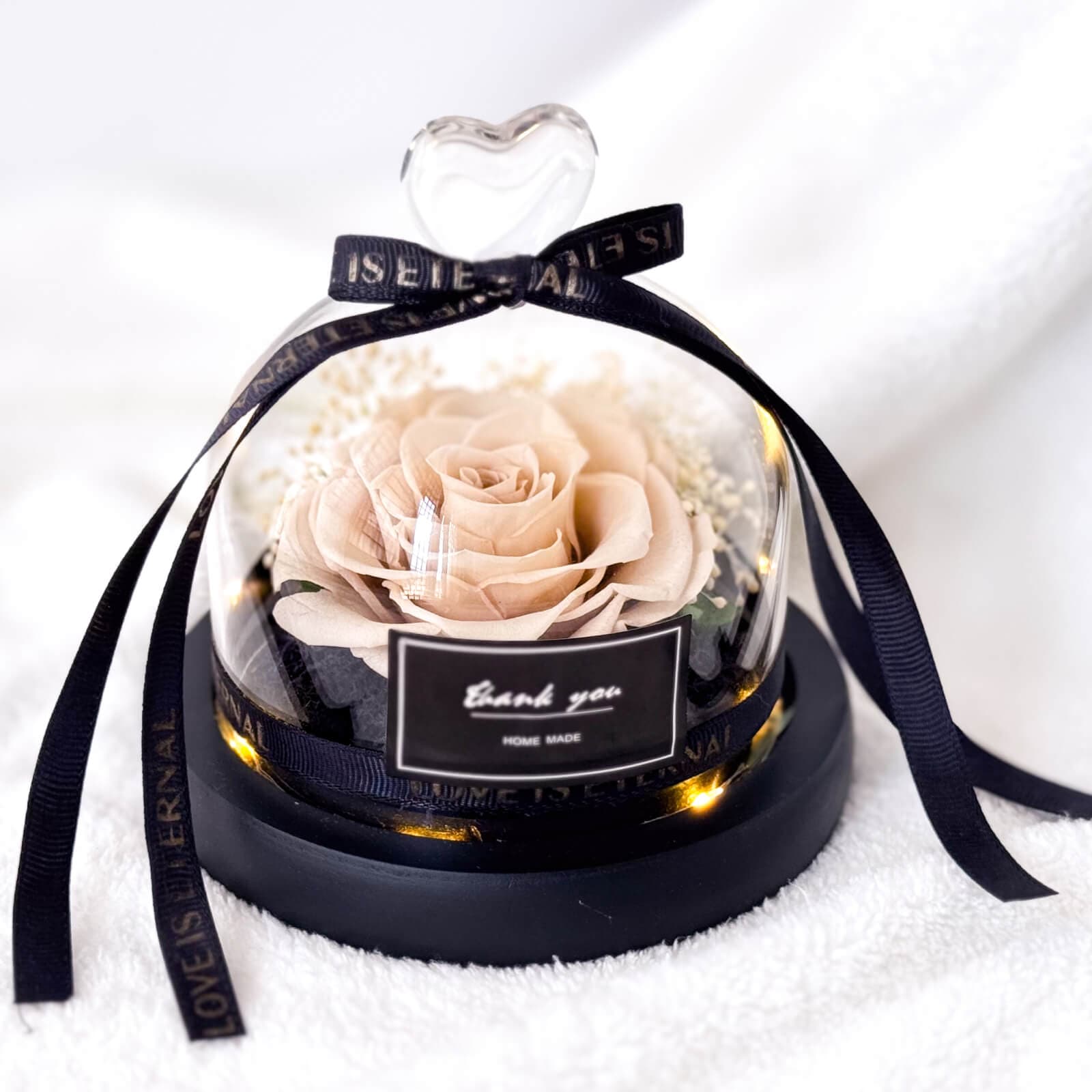 Caramel Bloom Preserved Flower Dome