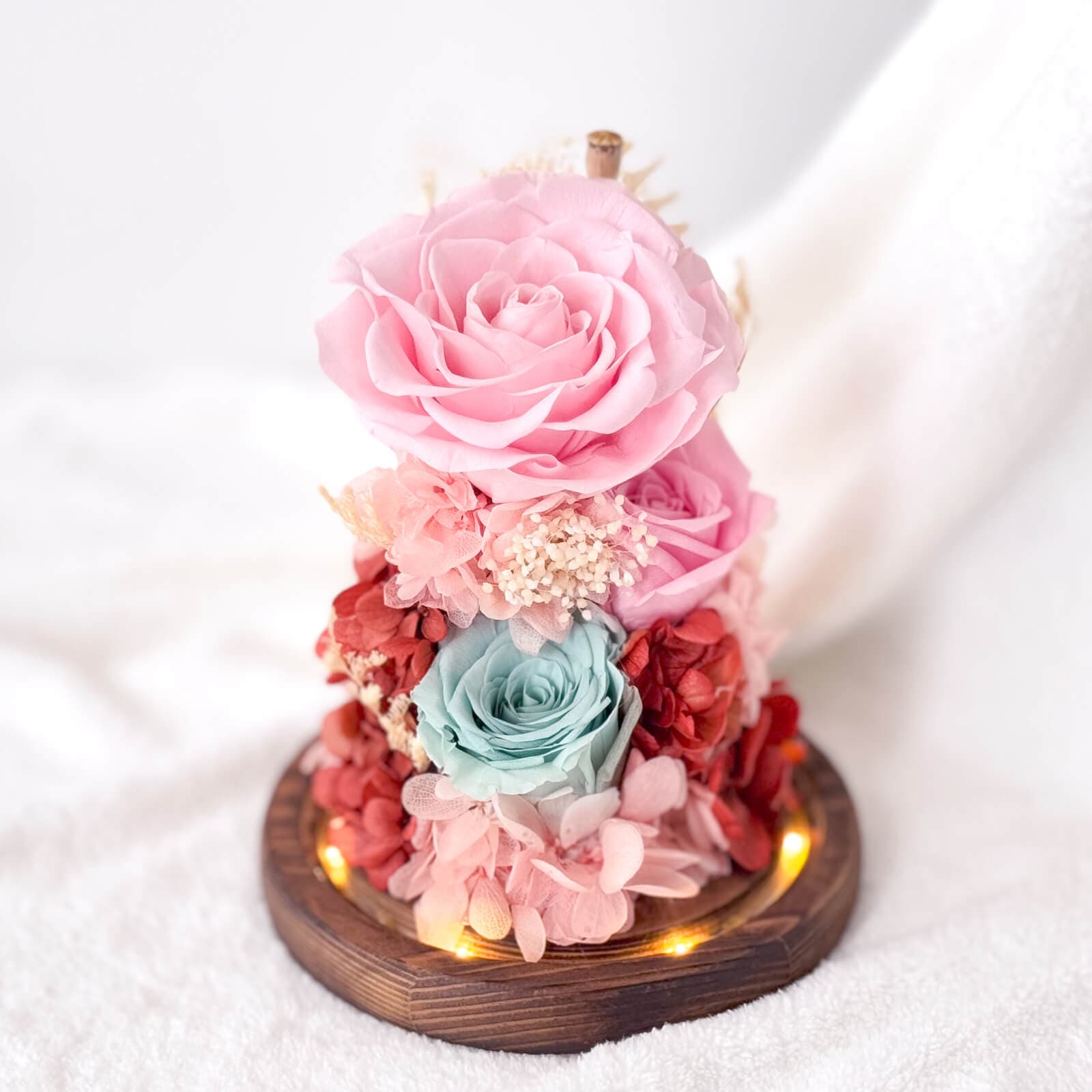 Rosy Glow Pink Preserved Flower Dome – photo 2