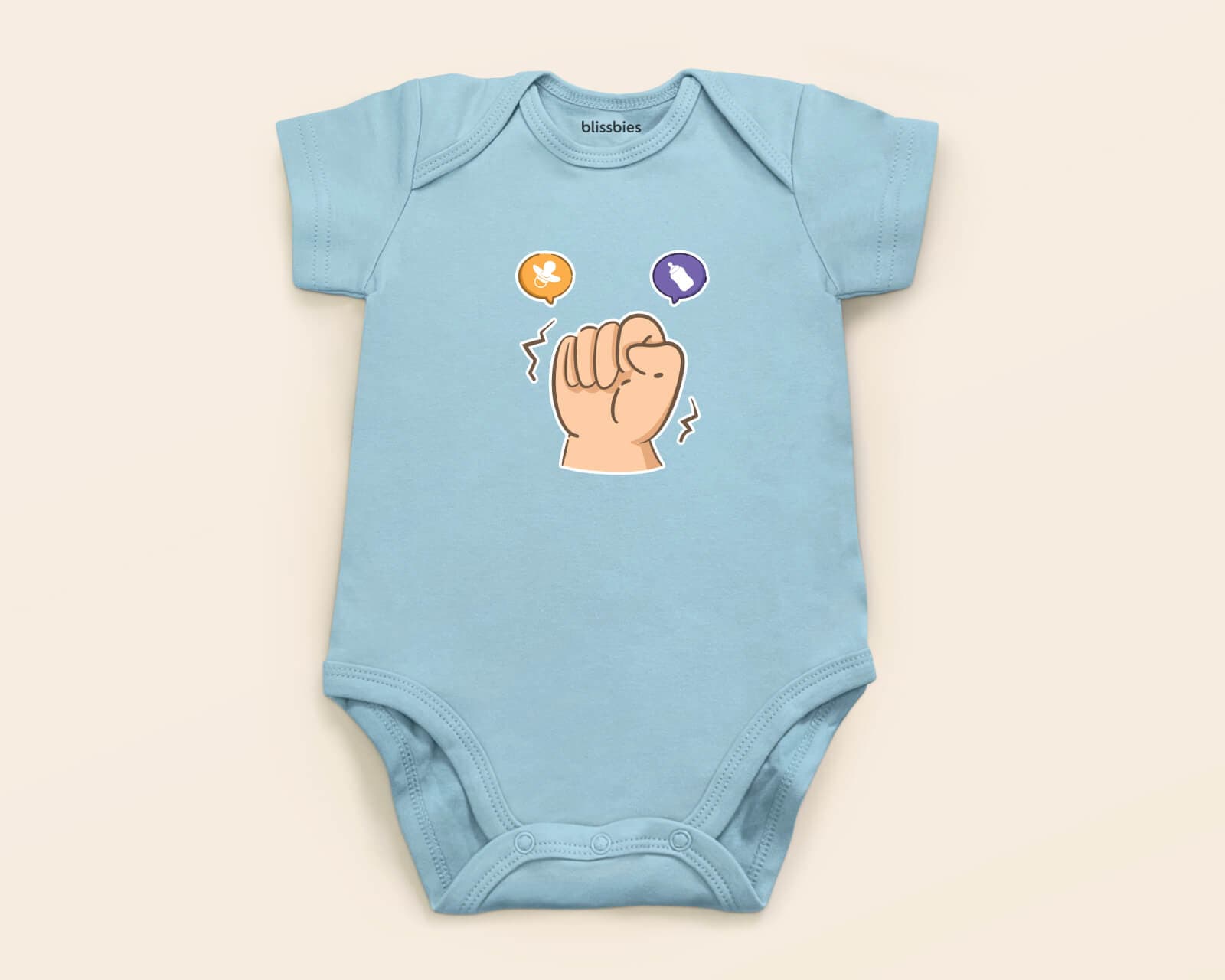Baby Romper – Baby Fist – blue romper, baby fist design