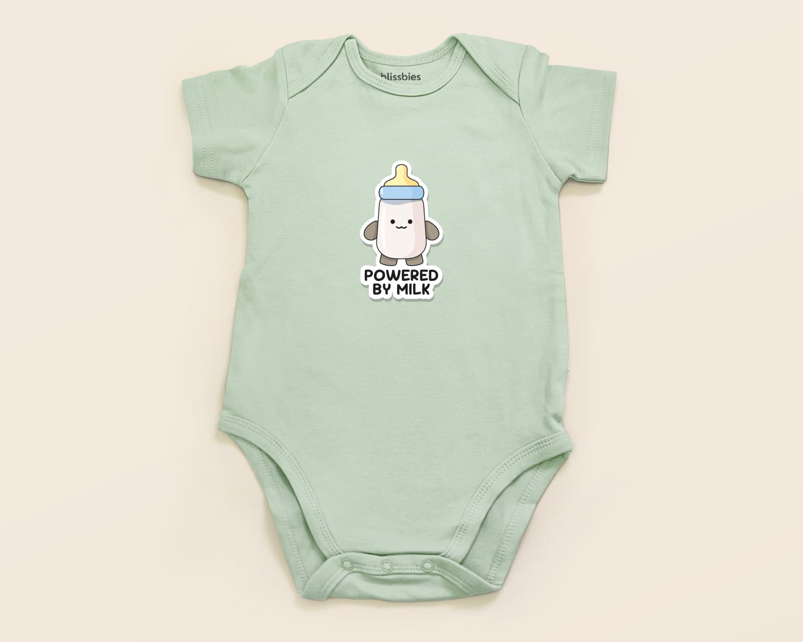 Baby Romper (Powered By Milk) – green romper, powered by milk design