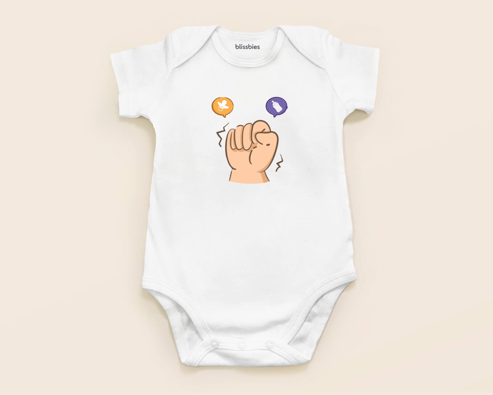 Baby Romper – Baby Fist – white romper, baby fist design