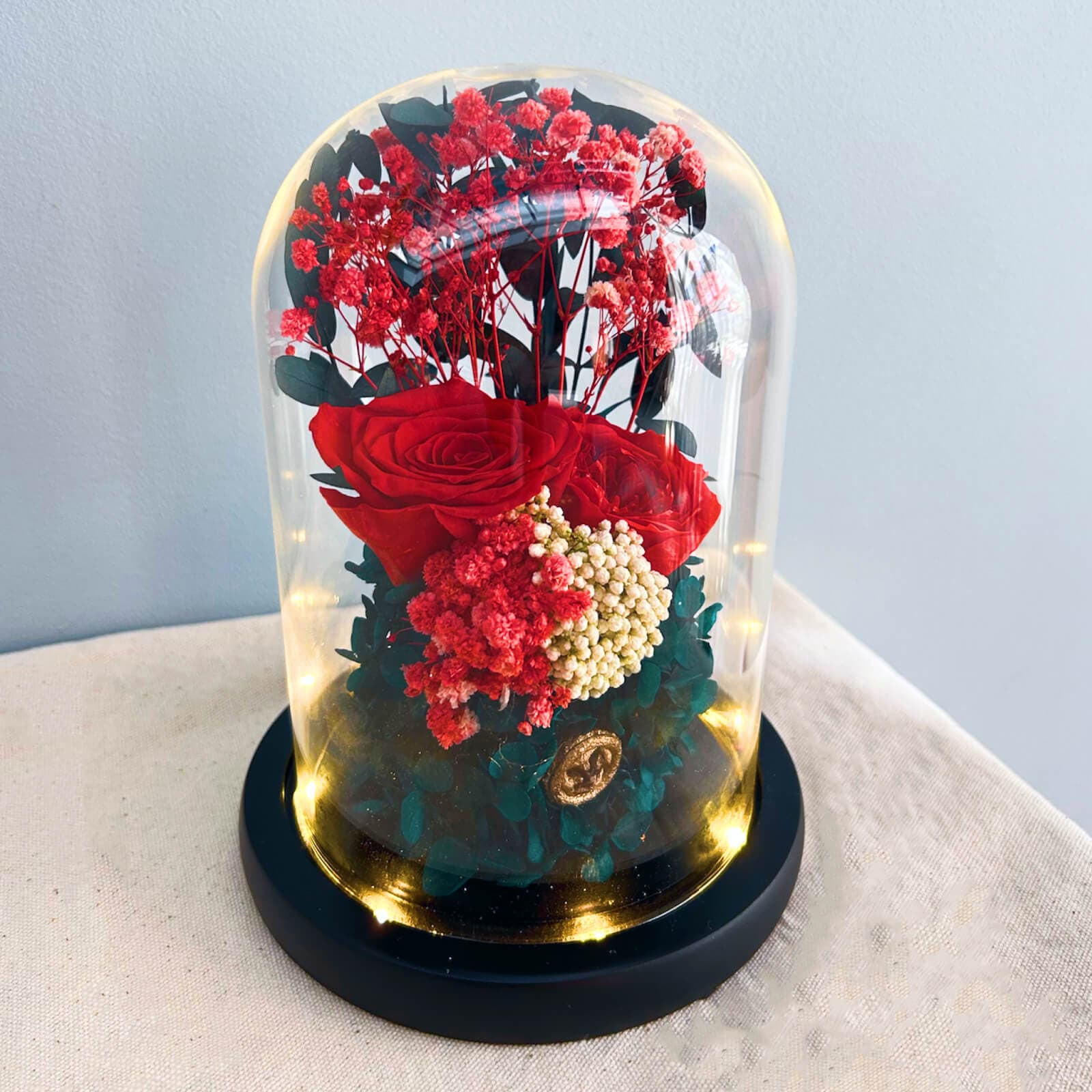 Classic Red Roses Preserved Flower Dome – red preserved flowers typeb rose