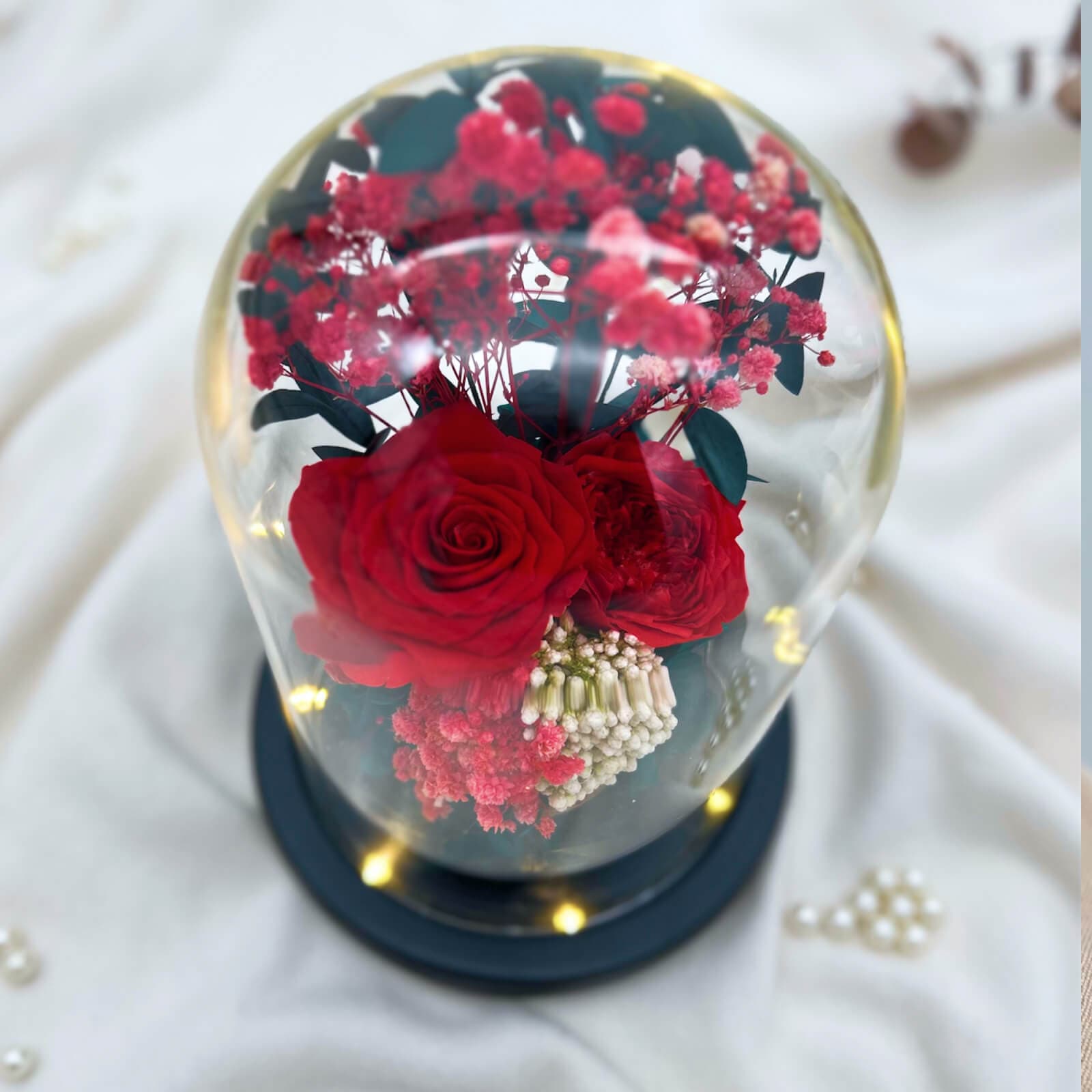 Classic Red Roses Preserved Flower Dome – red preserved flowers typeb rose, photo 3