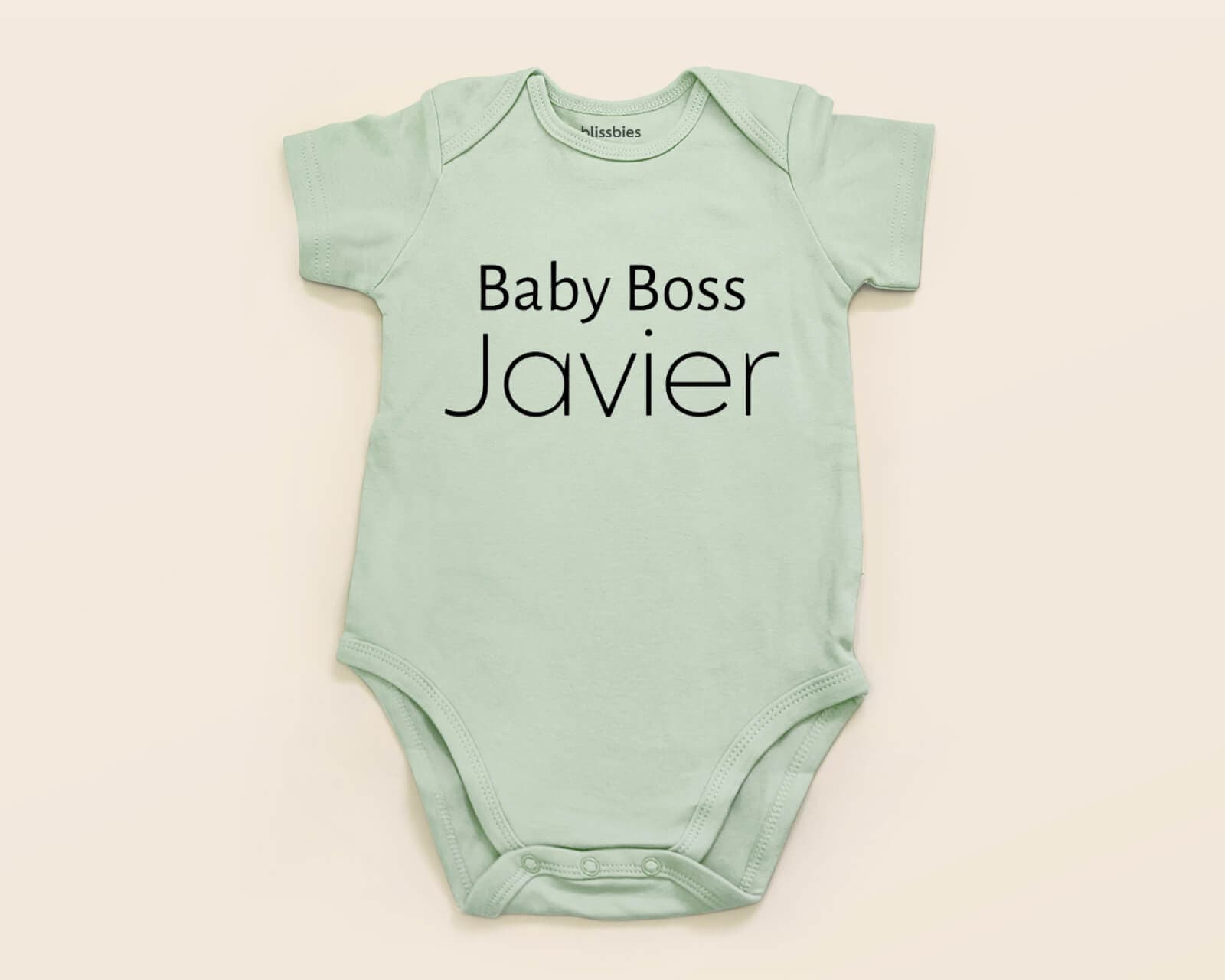 Personalised Baby Romper – Baby Boss – green romper, baby boss design