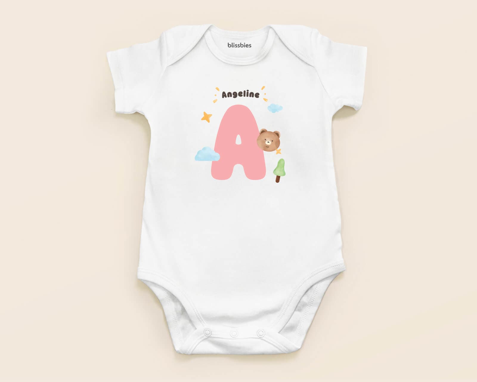 Baby Romper & Bib Delight Set – white romper, milestone style 5 custom design