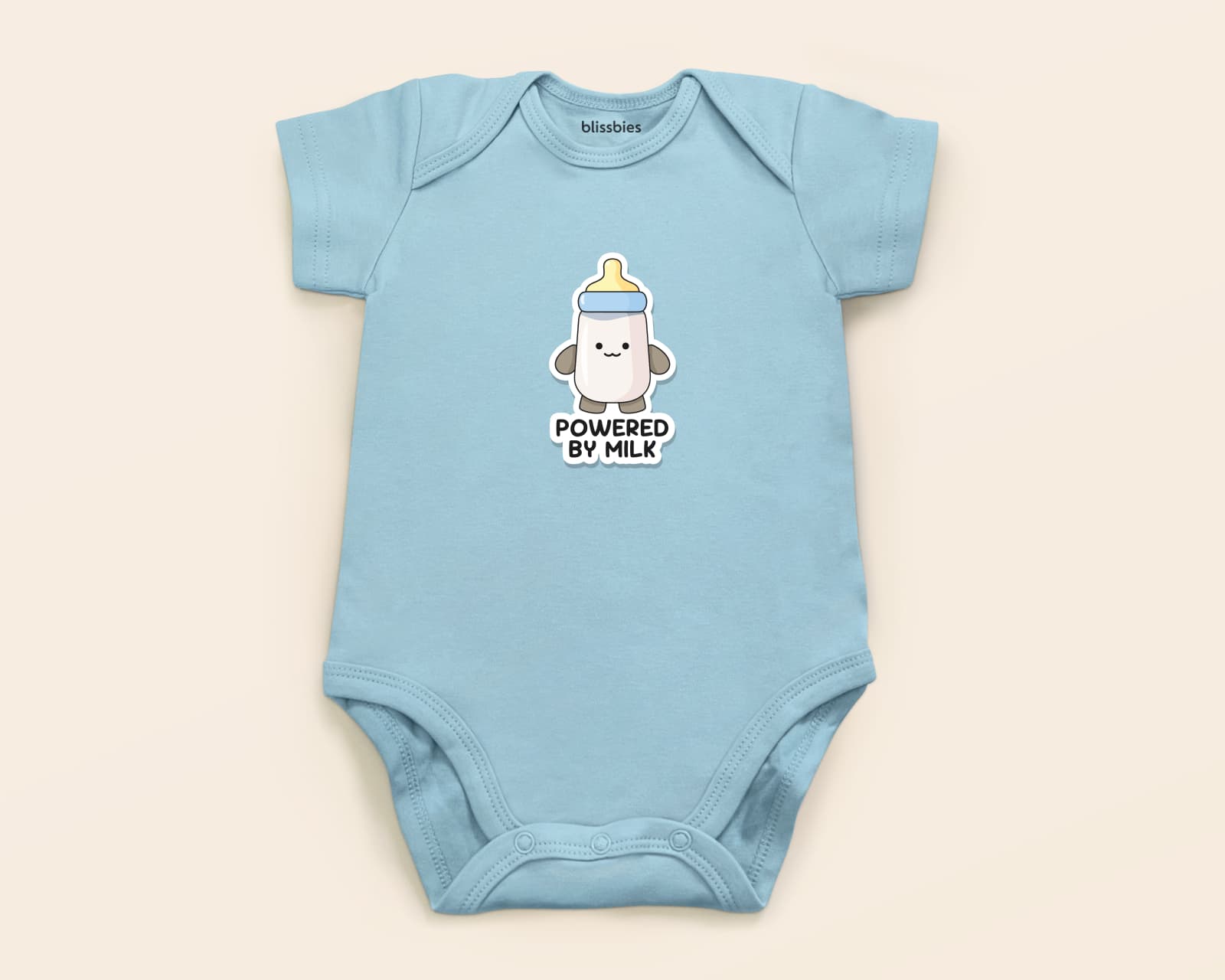 Baby Romper (Powered By Milk) – blue romper, powered by milk design