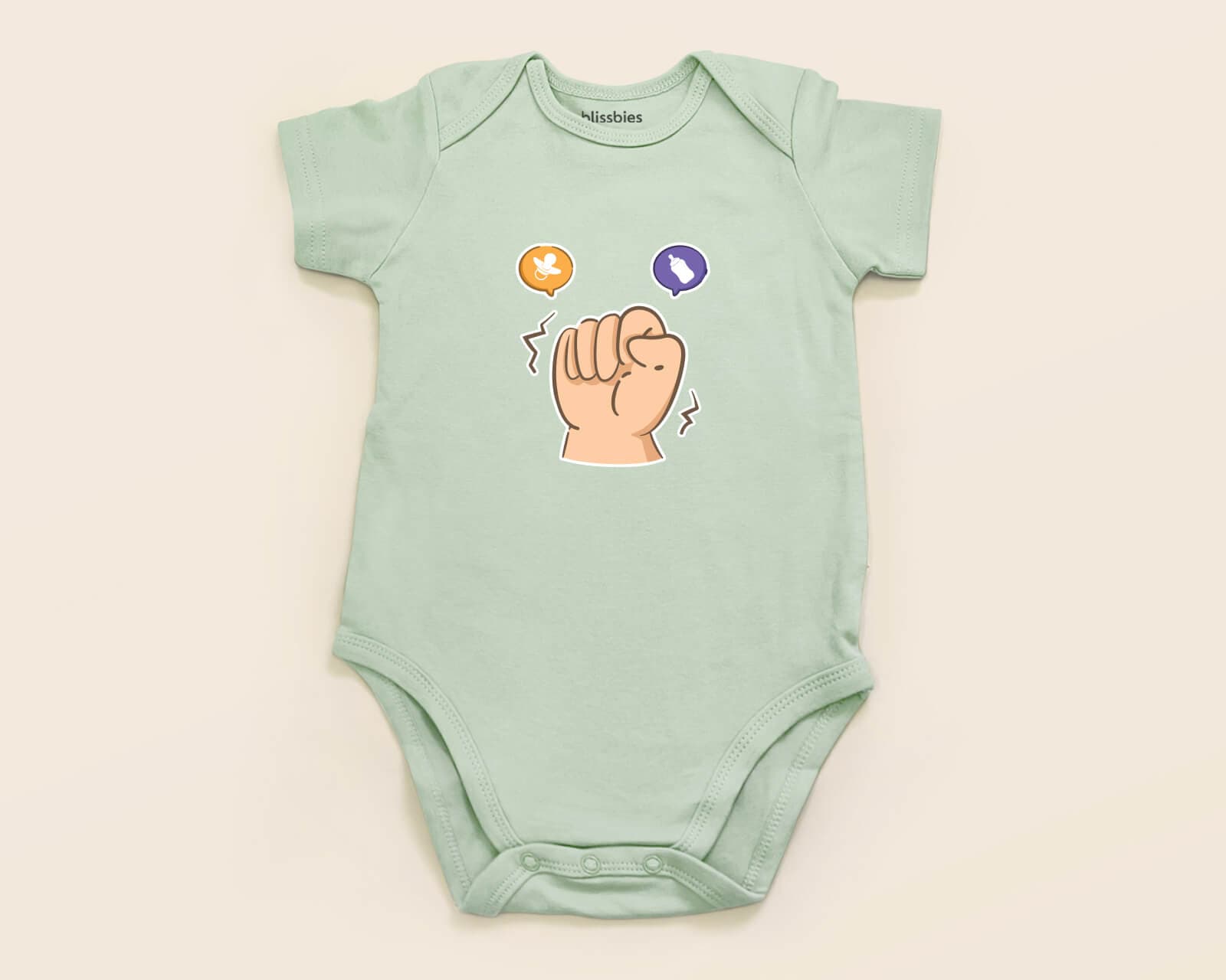 Baby Romper – Baby Fist – green romper, baby fist design