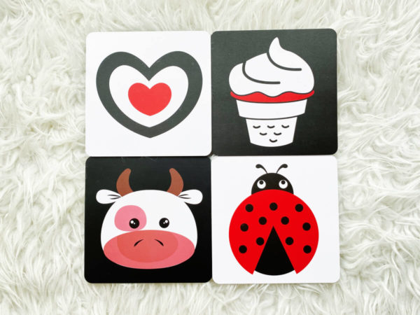 Mainan hadiah kad pembelajaran - set hitam, putih dan merah