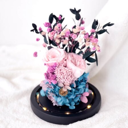 image-p-Velvet Purple Roses Preserved Flower Dome-2