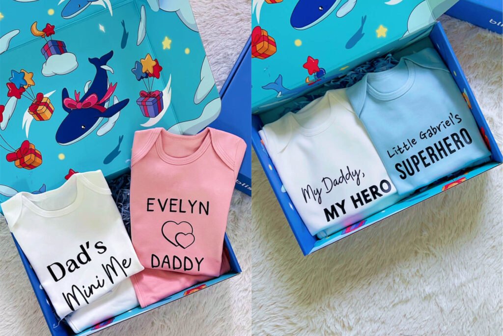 Super mummy daddy baby rompers banner - dad's mini me & evelyn love daddy