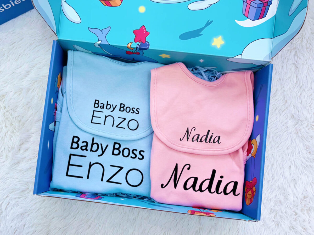 Personalised baby romper gift set