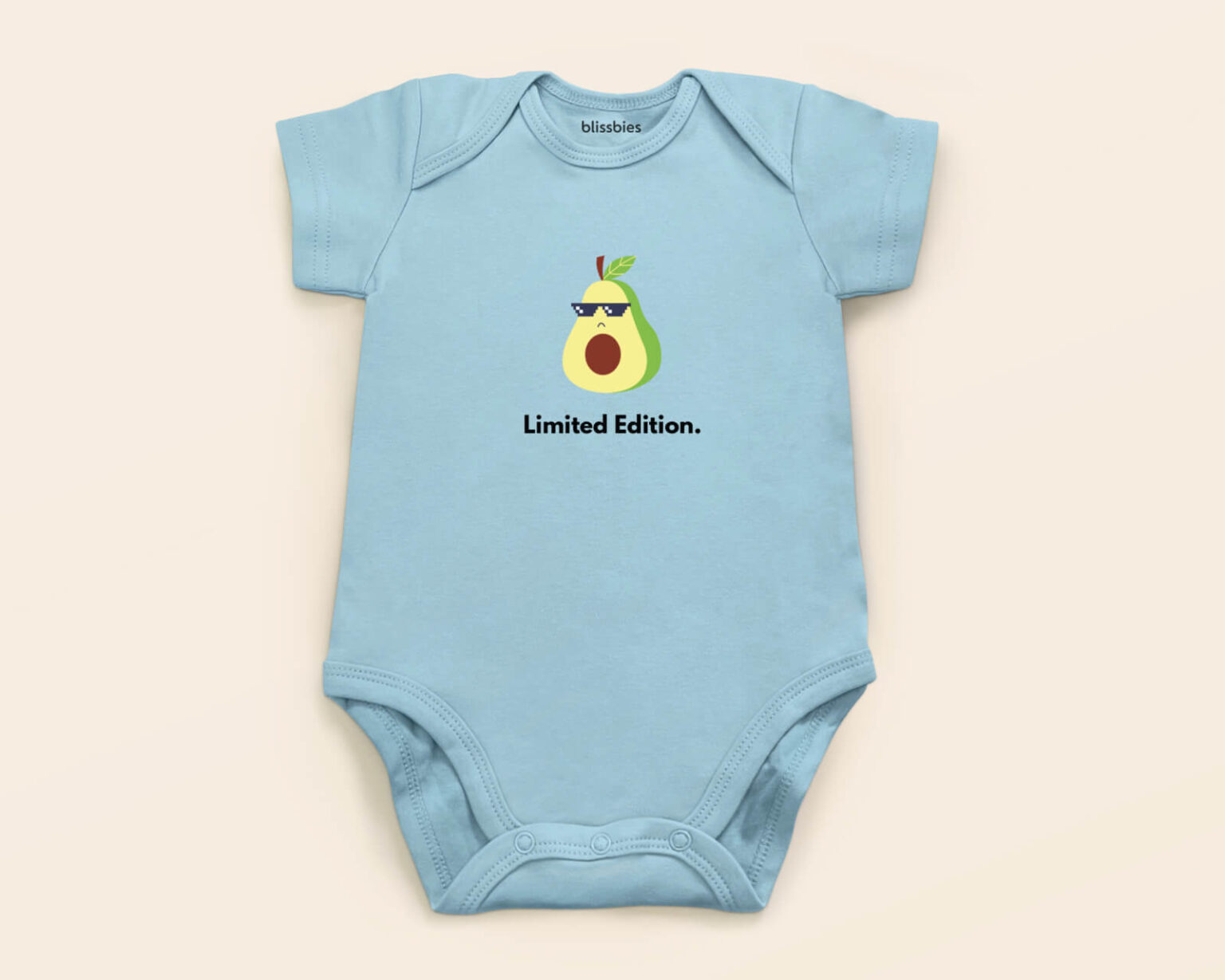 Blissbies romper blue design avocado s1