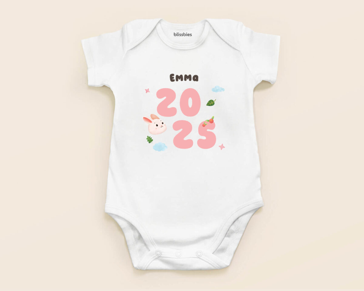 Blissbies romper white design milestone style4 custom num 2