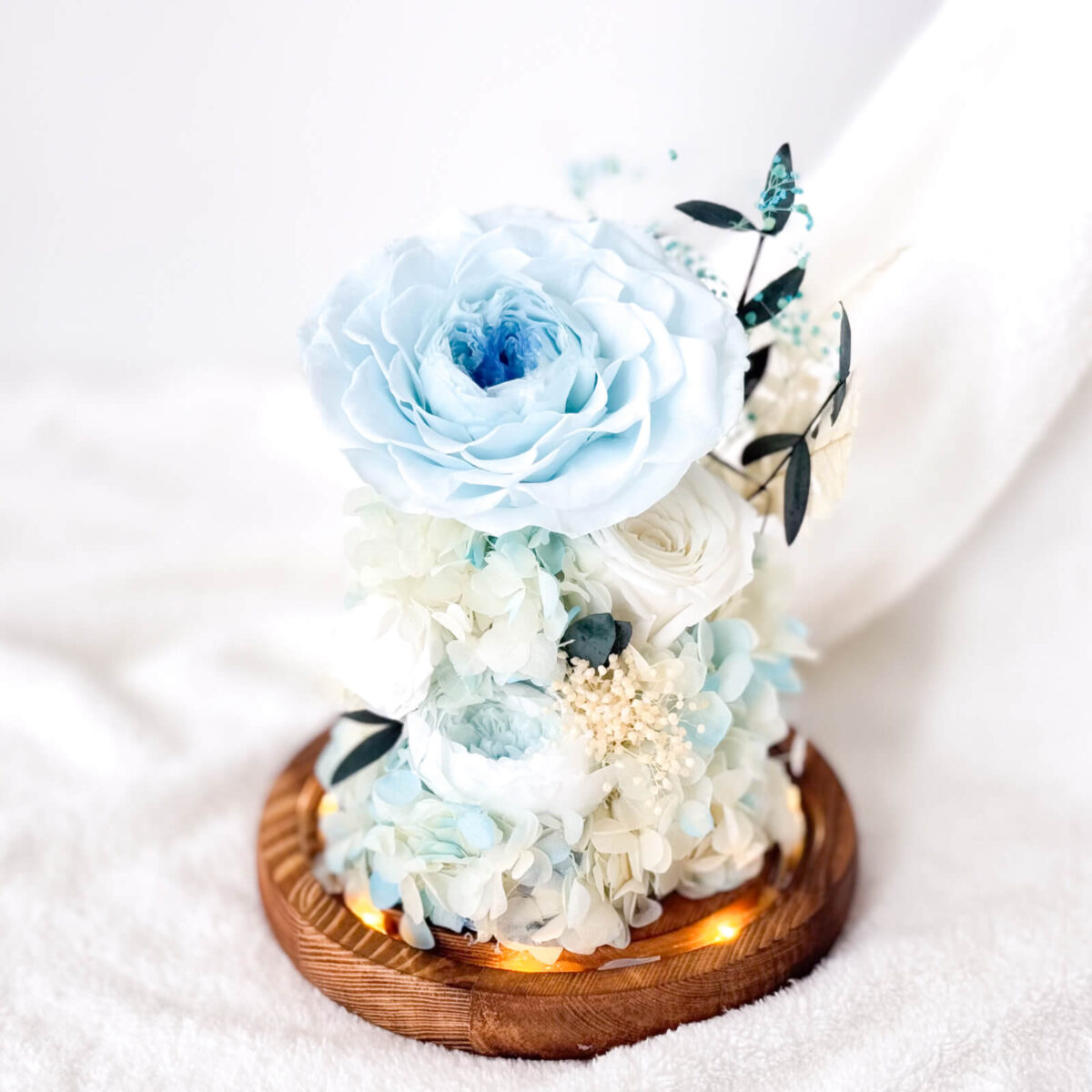 Aqua blue rose preserved flower dome - image 2