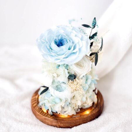 image-p-Aqua Blue Rose Preserved Flower Dome-2