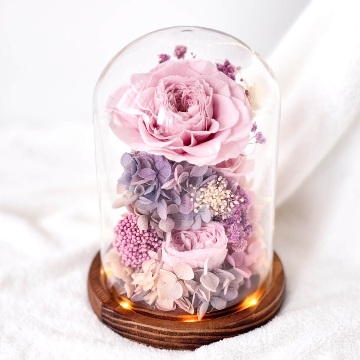 Lavender bliss purple preserved flower dome