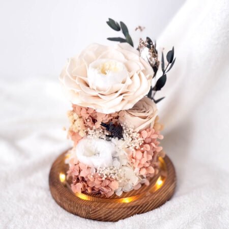 image-p-Peach Rose Preserved Flower Dome-2