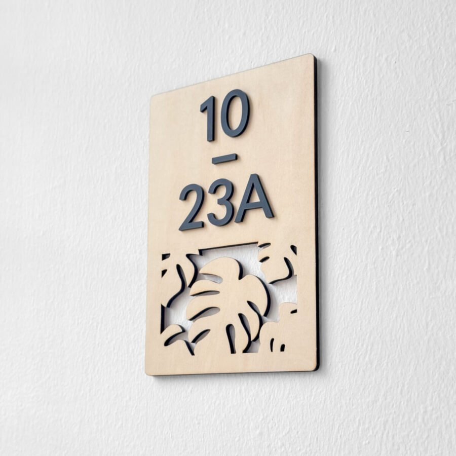 VERDE Leaf-Cut Unit Number Sign (Rectangle)