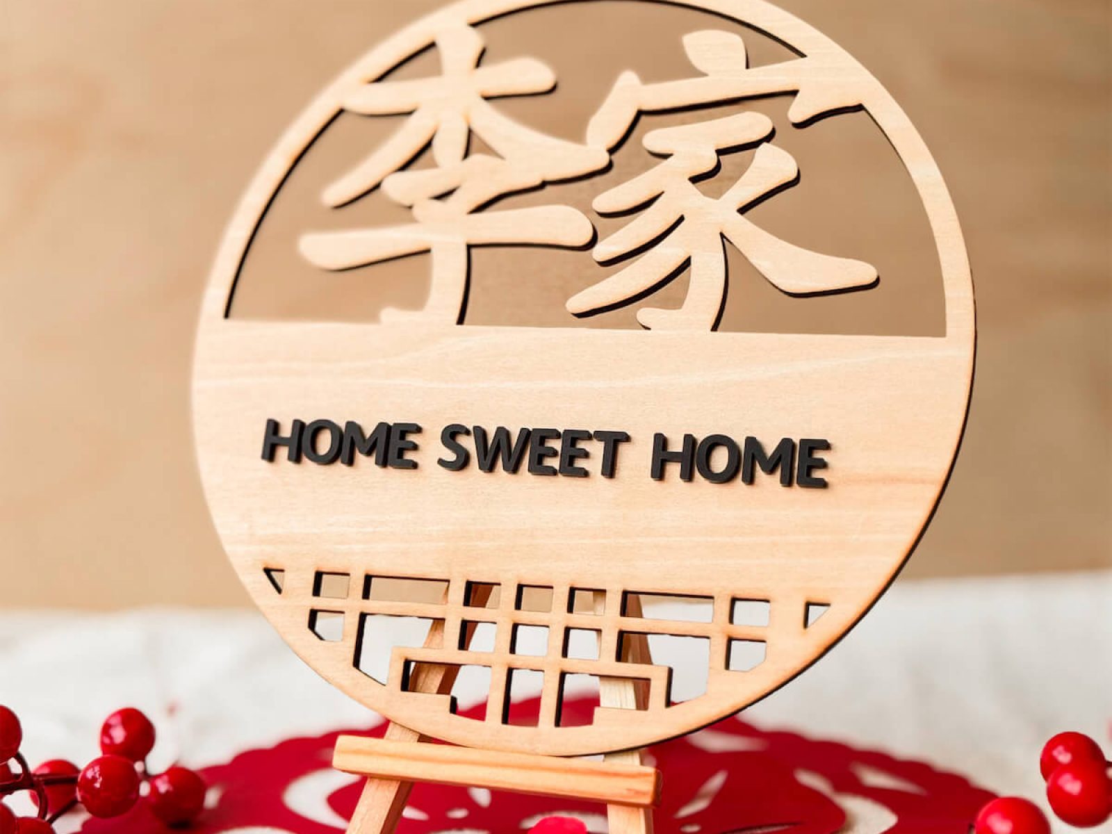 thumbnail-Oriental Signature Family Surname Home Sign (Round)-4