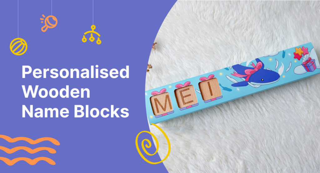 Banner personalised wooden name blocks 1x ti