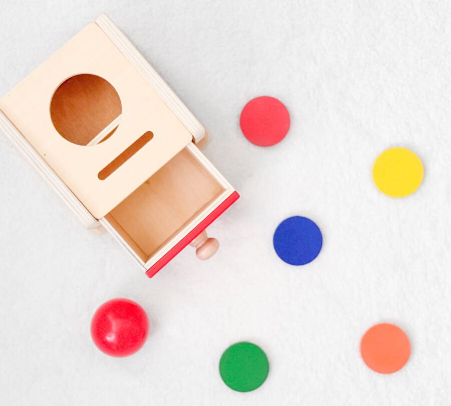 Object Permanence Wooden Ball & Coin Insert Box