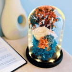 Sunset Orange Preserved Flower Dome