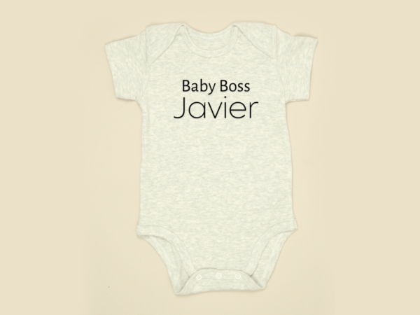 Personalised baby boss organic babygrow romper bodysuit