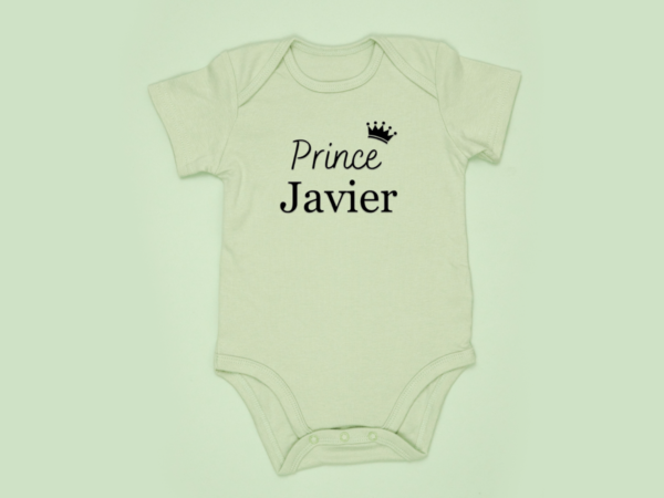 Personalised little prince organic babygrow bodysuit