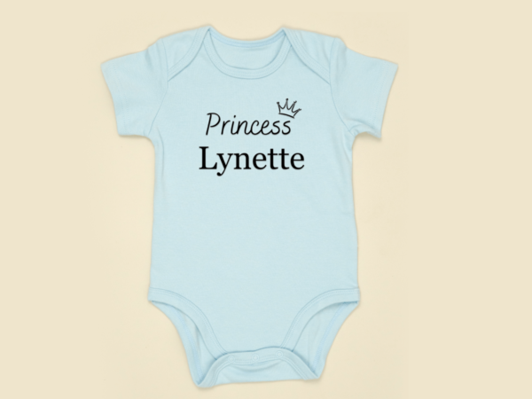 Personalised little princess organic babygrow romper bodysuit