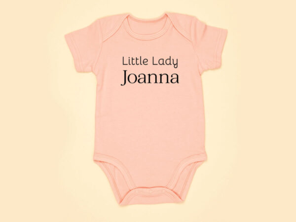 Personalised little lady organic babygrow romper bodysuit