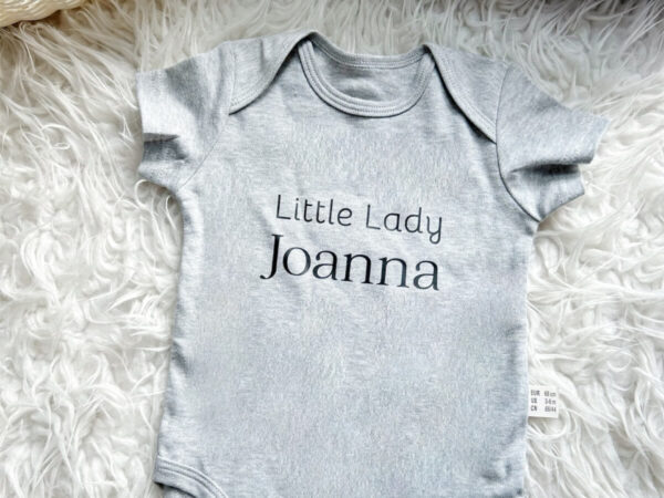 Personalised little lady organic babygrow romper bodysuit