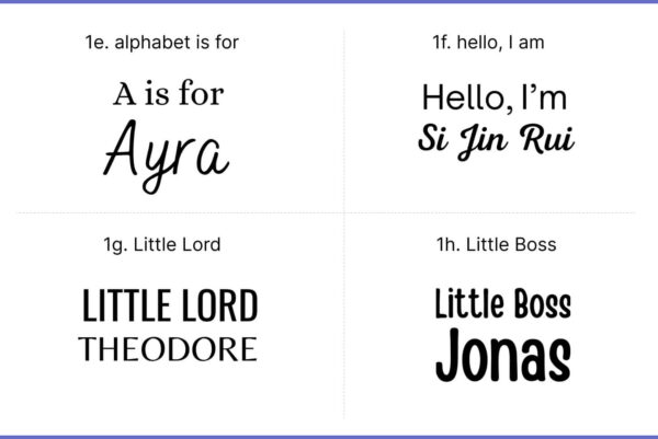 Blissbies personalised romper font style selection
