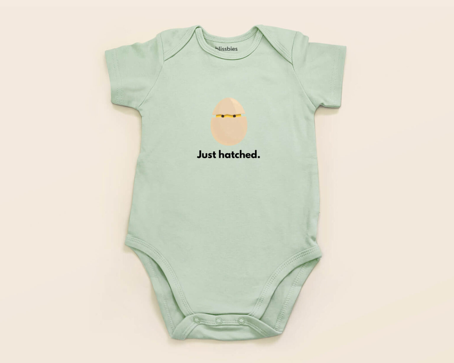 Blissbies romper green design egg hatched s1