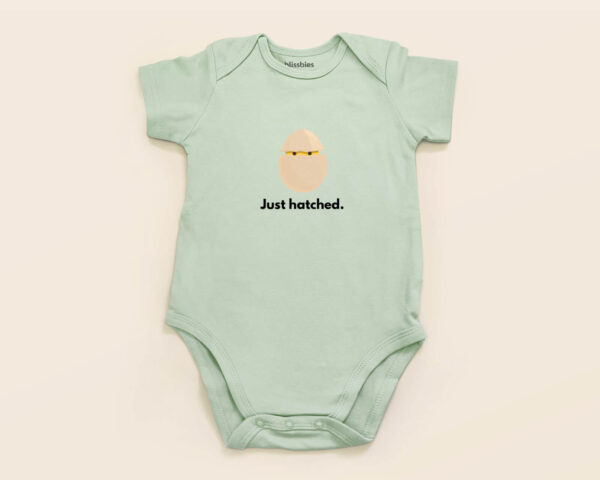 Blissbies romper green design egg hatched s1